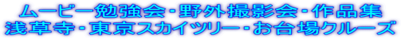 ムービー勉強会・野外撮影会・作品集 浅草寺・東京スカイツリー・お台場クルーズ